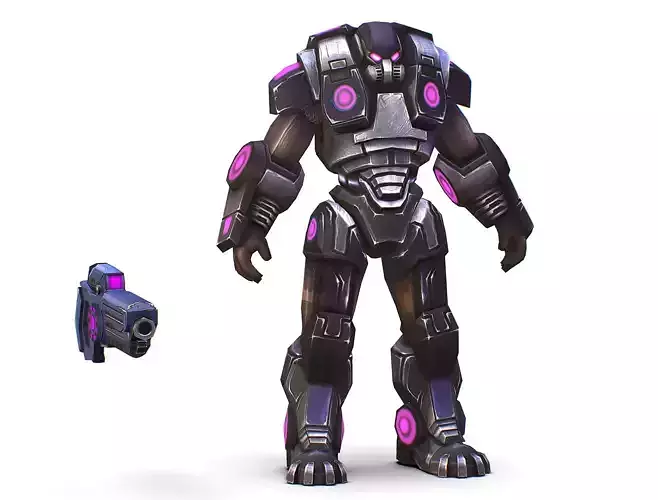Cartoon Sci-Fi Cyborg Drone Heavy Trooper Bandit Low-poly 3D model