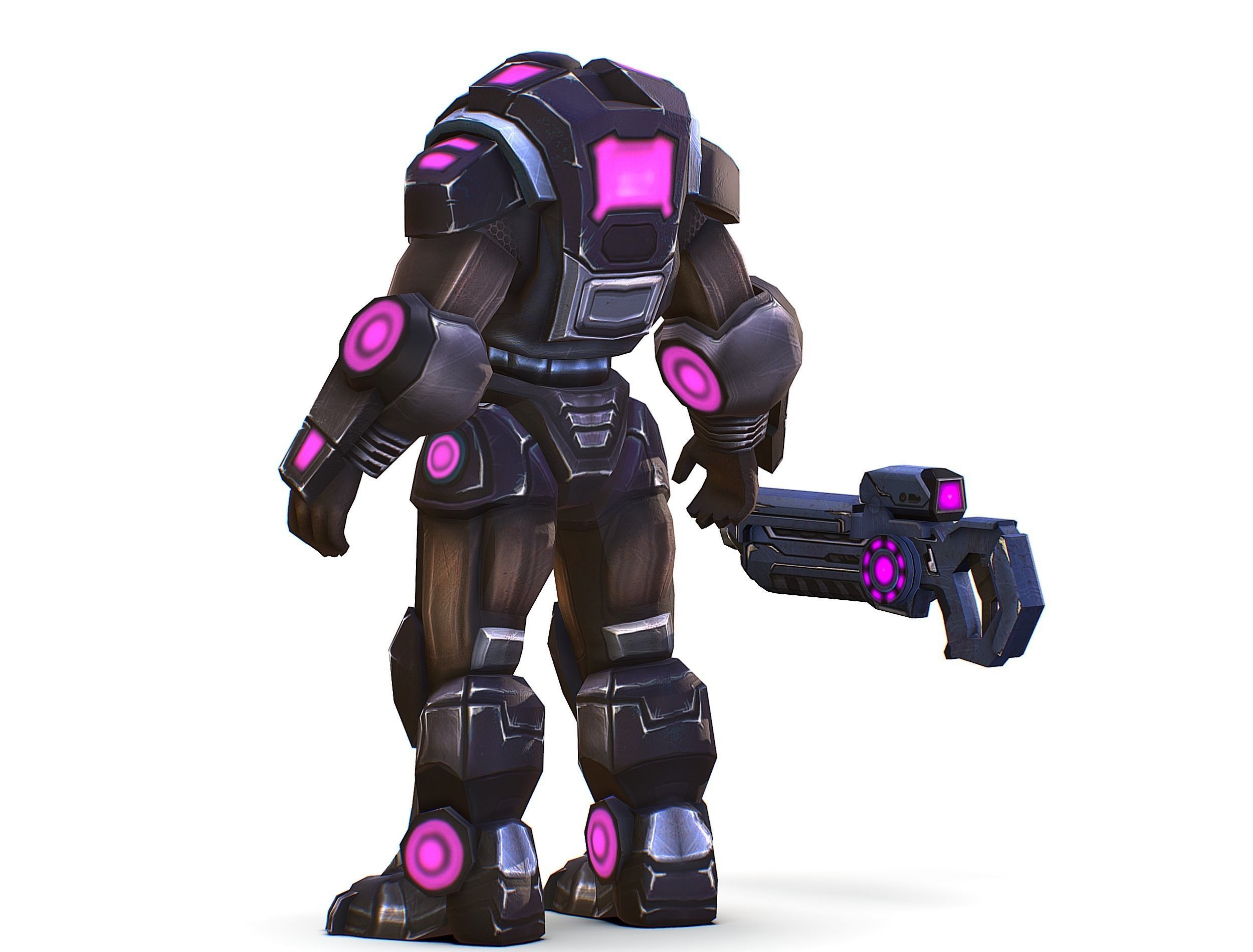 Sci-Fi Male Cyborg - Man Drone Heavy Trooper Bandit Low-poly 3D model_12