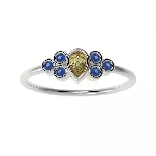  Basel ring with Pear diamond