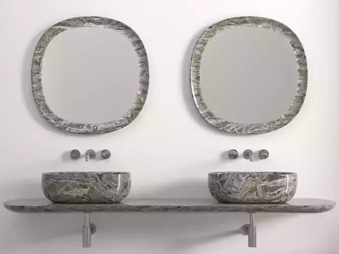 Anima Wall-mounted shelf with basin 210 CM 3D model
