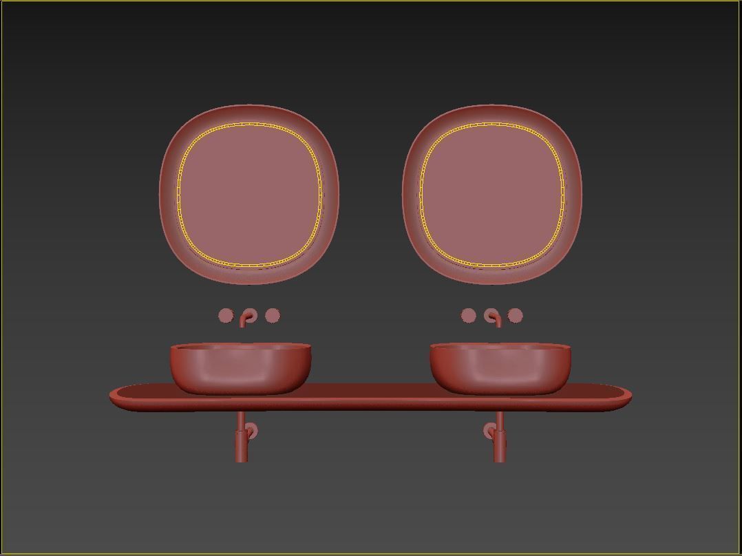 Anima Wall-mounted shelf with basin 210 CM 3D model_9