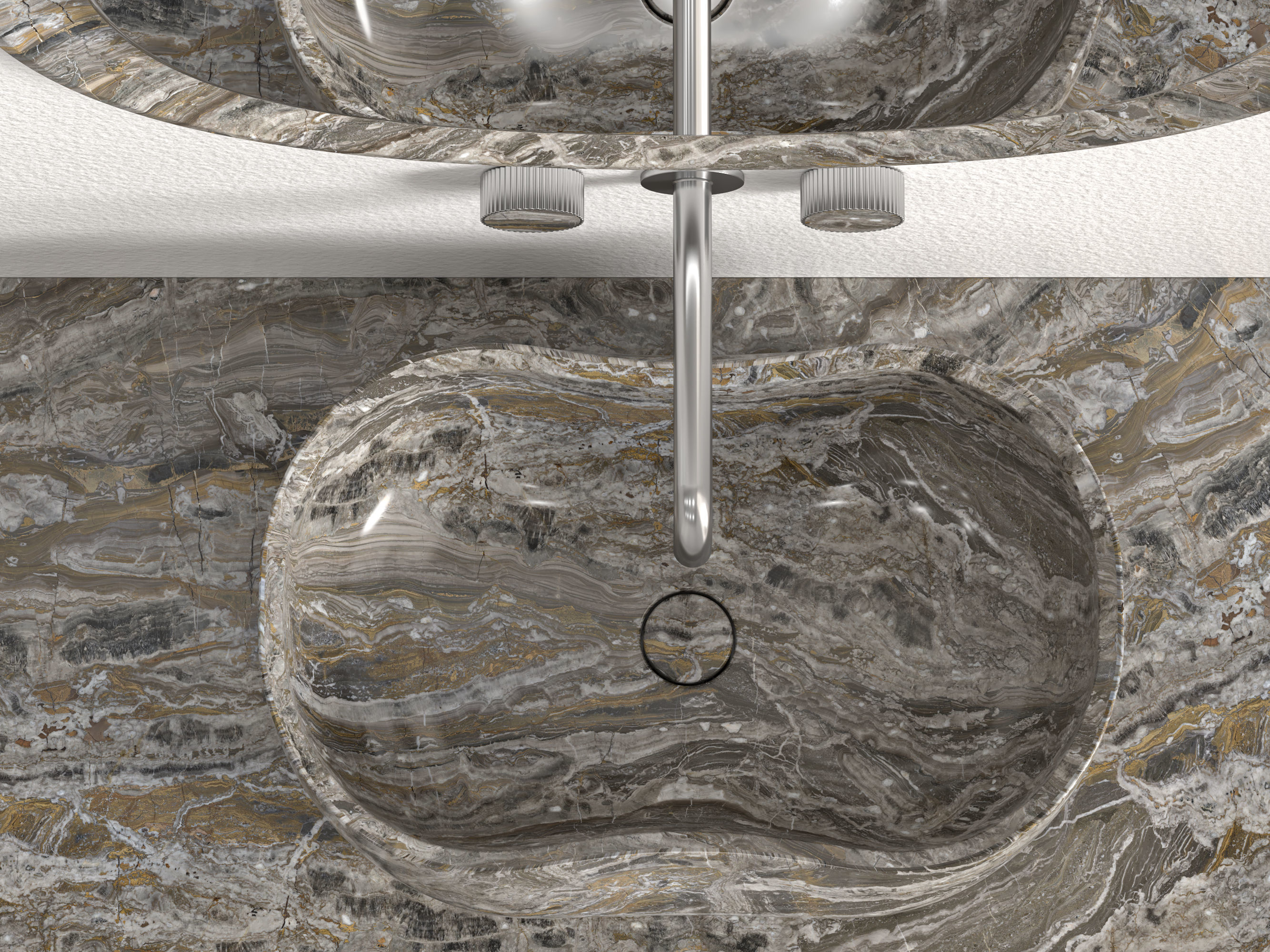 Anima Wall-mounted shelf with basin 210 CM 3D model_2