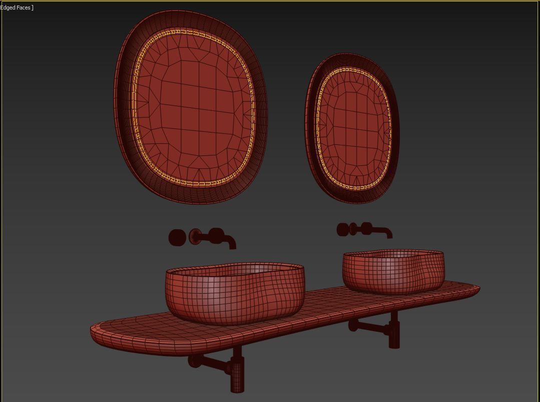 Anima Wall-mounted shelf with basin 210 CM 3D model_3