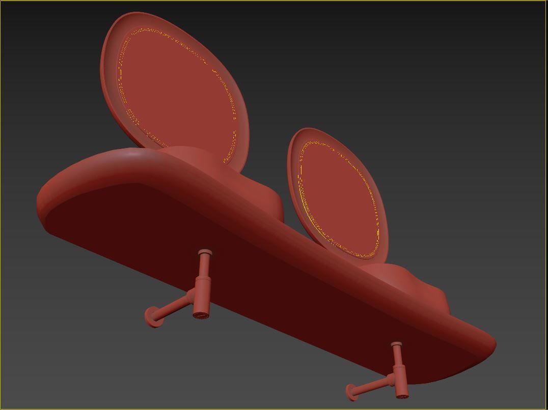 Anima Wall-mounted shelf with basin 210 CM 3D model_7