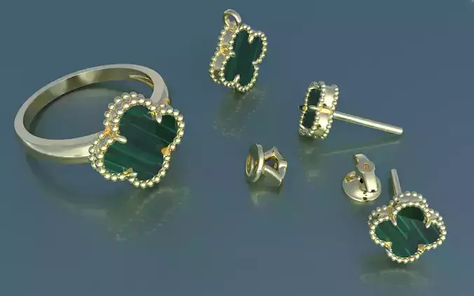 Set Van Cleef  Vintage Alhambra 3D Model Collection