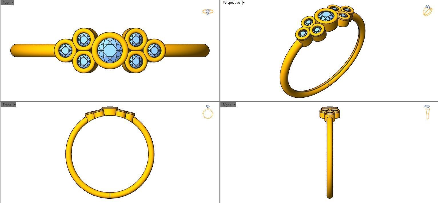 Its Basel ring with Round cut diamond 3D print model_4