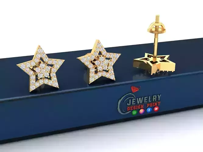 Custom Star Shape DiamondCluster Studs - Star Earring Unisex