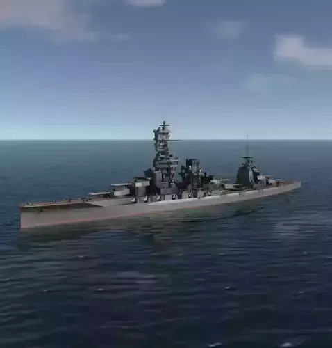 IJN HYUGA BATTLESHIP WARSHIP 3D MODEL