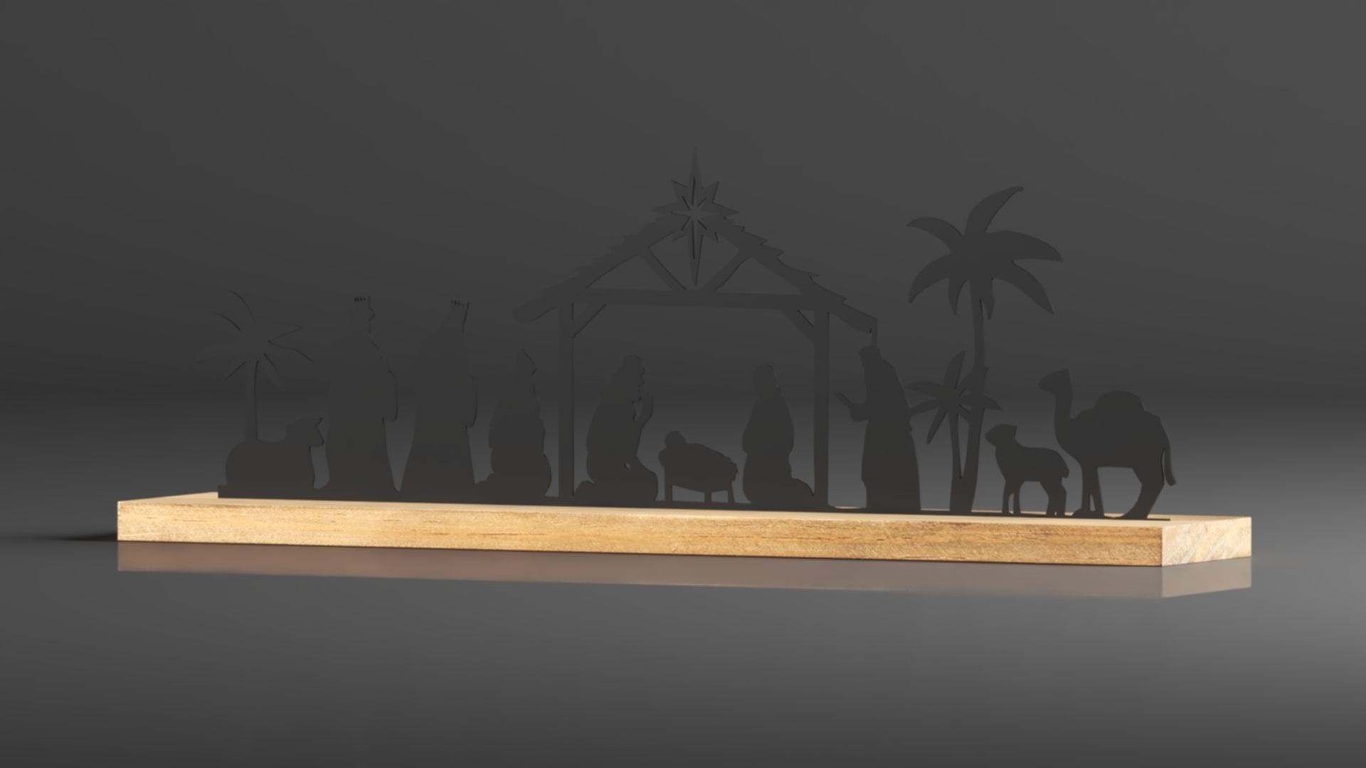 Pinkunn Nativity Sets for Christmas Indoor Decor Black Metal  3D print model_7