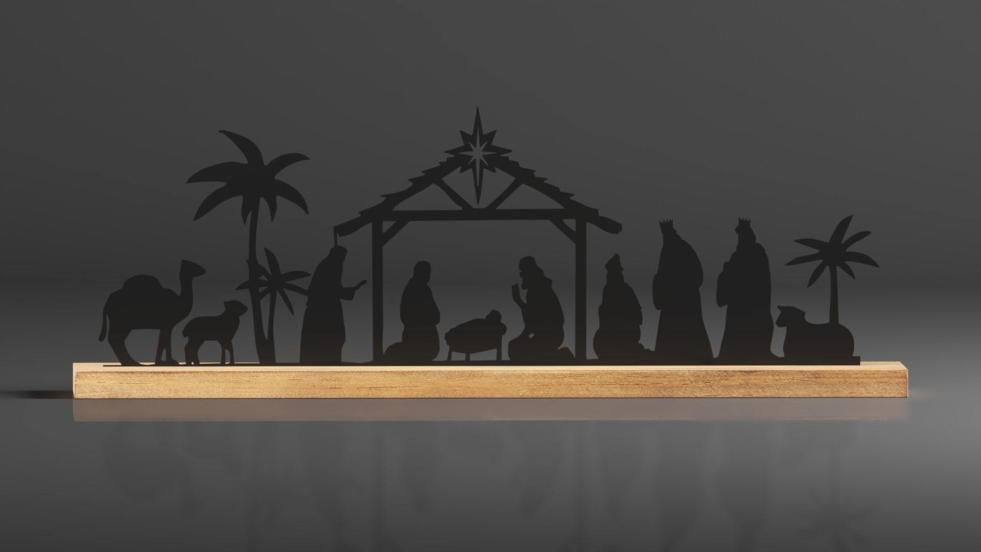 Pinkunn Nativity Sets for Christmas Indoor Decor Black Metal  3D print model_2