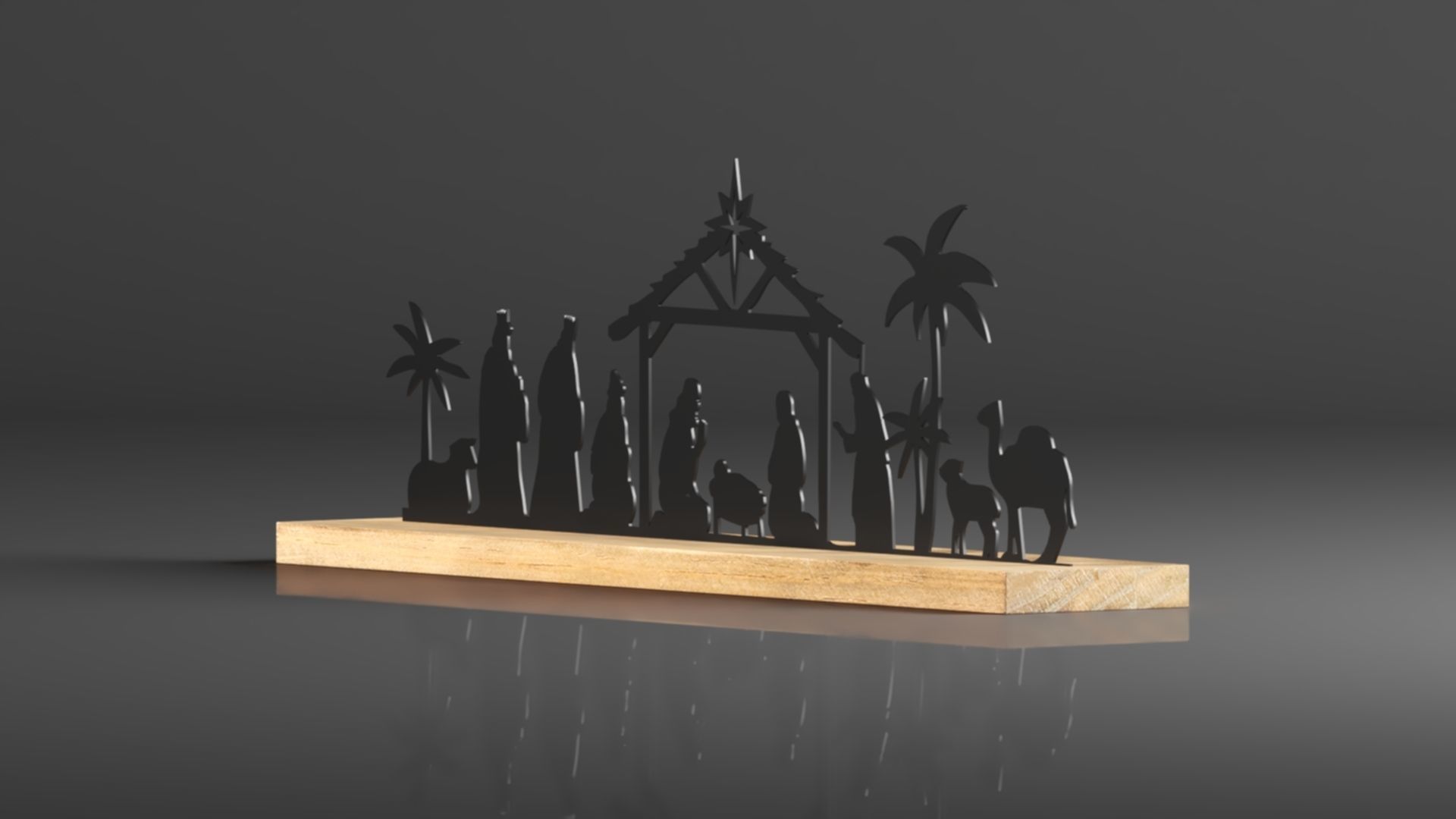 Pinkunn Nativity Sets for Christmas Indoor Decor Black Metal  3D print model_6