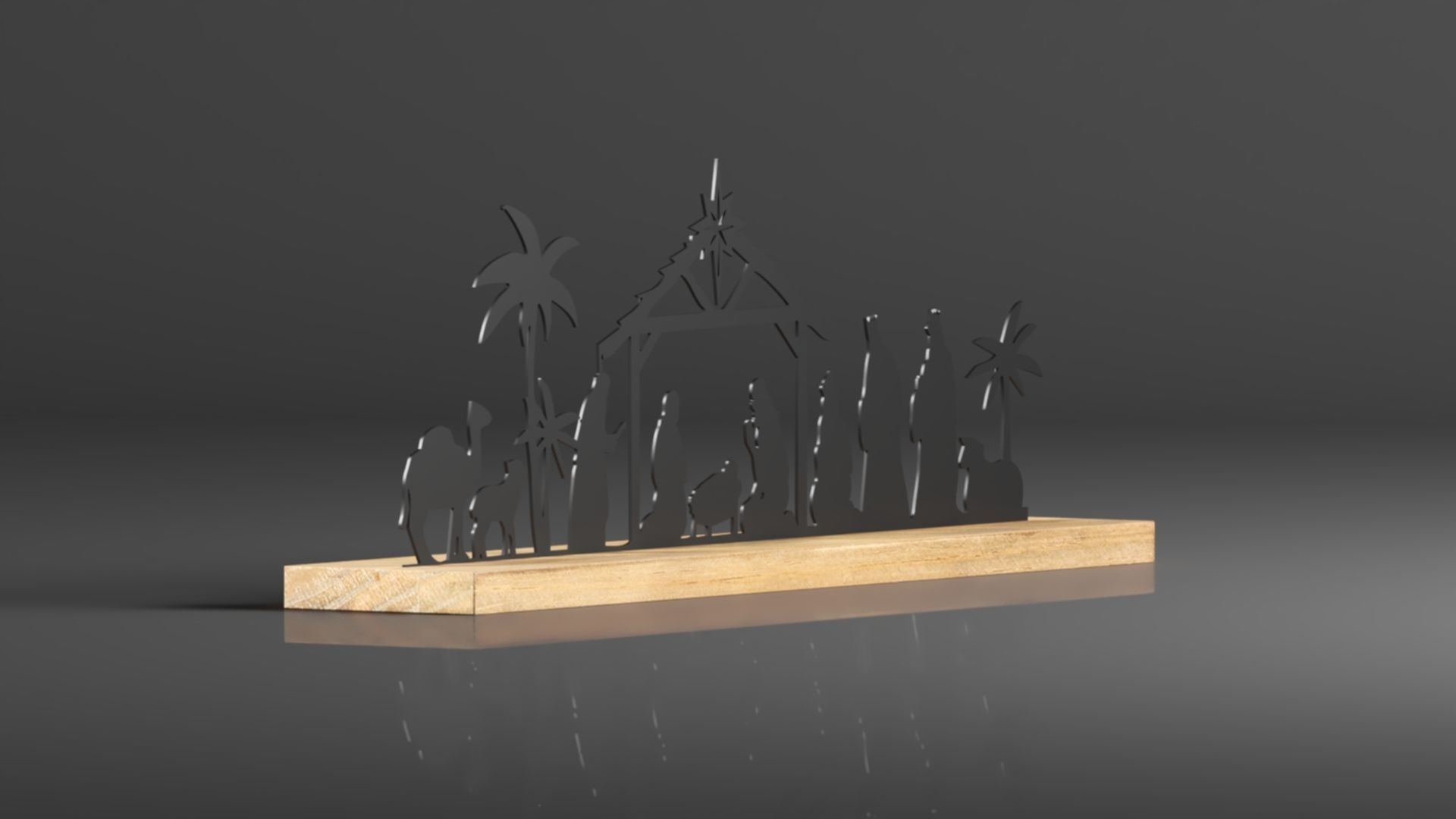 Pinkunn Nativity Sets for Christmas Indoor Decor Black Metal  3D print model_4