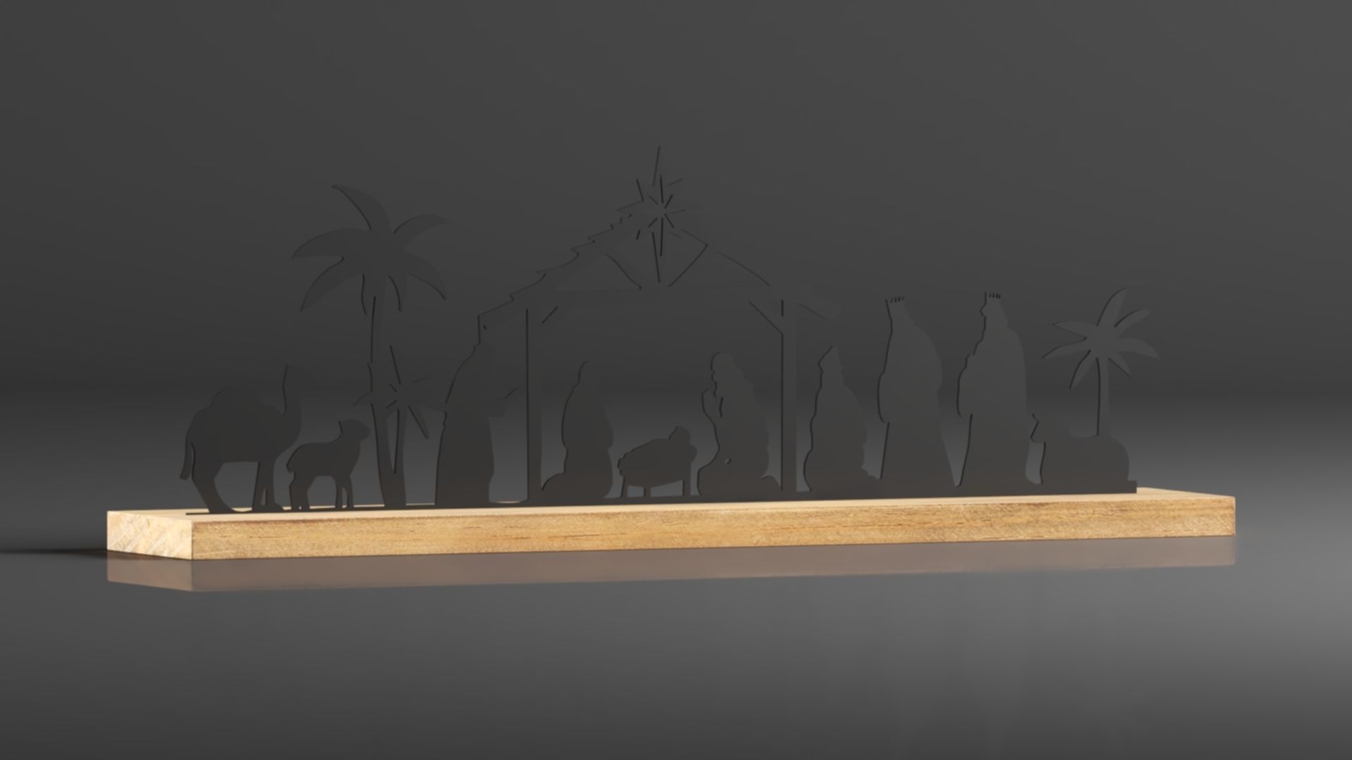 Pinkunn Nativity Sets for Christmas Indoor Decor Black Metal  3D print model_3