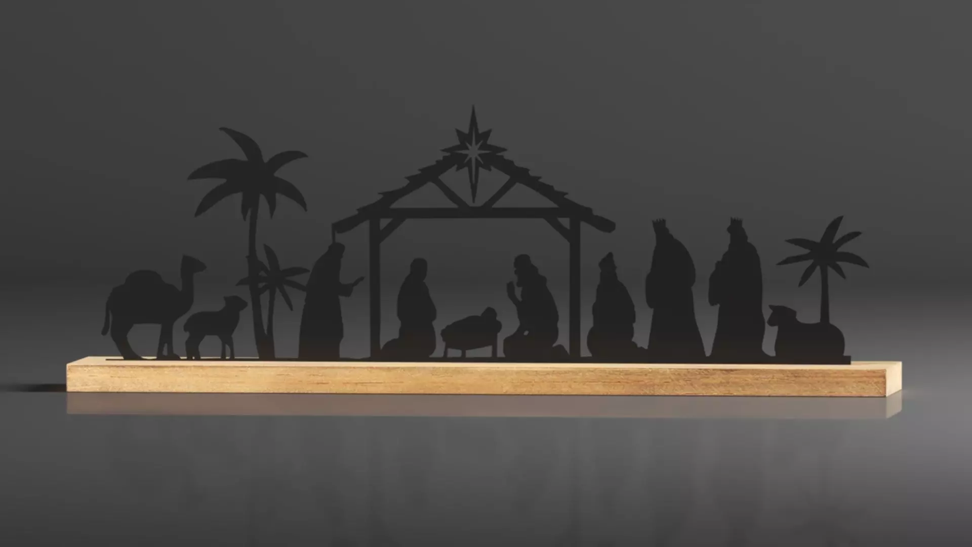 Pinkunn Nativity Sets for Christmas Indoor Decor Black Metal  3D print model_0