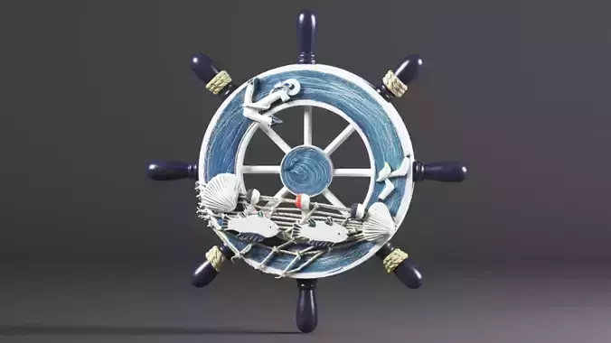  Nautical Boat Steering Rudder Ornament Wooden Rudder Wall Decor 3D print model