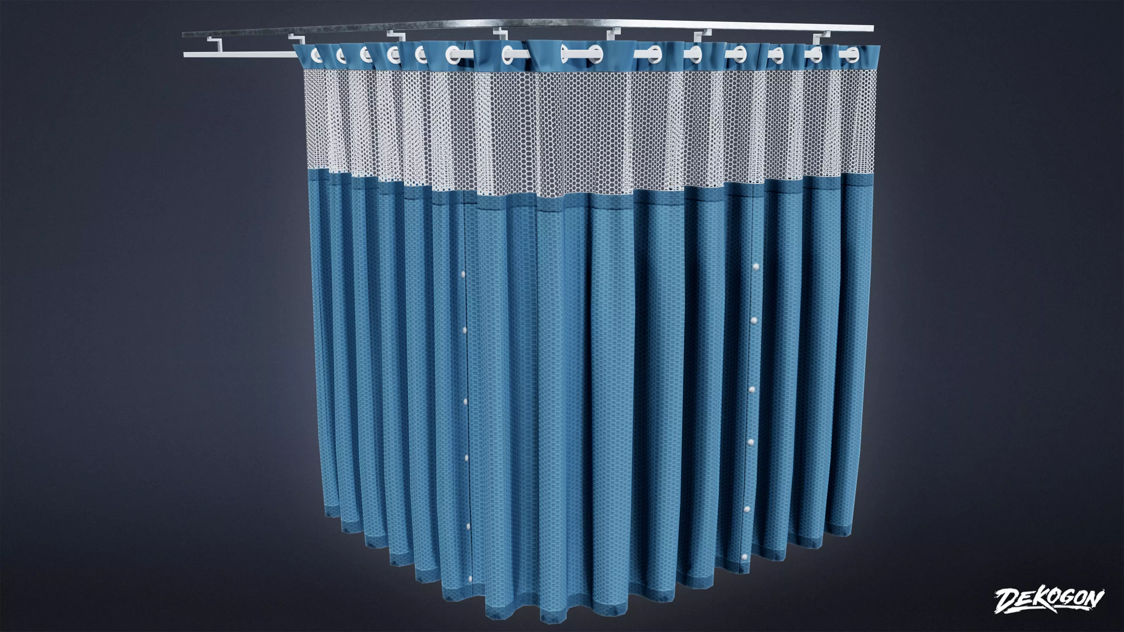 HOSPITAL - Track Curtain 01 - LOW POLY Low-poly 3D model_0