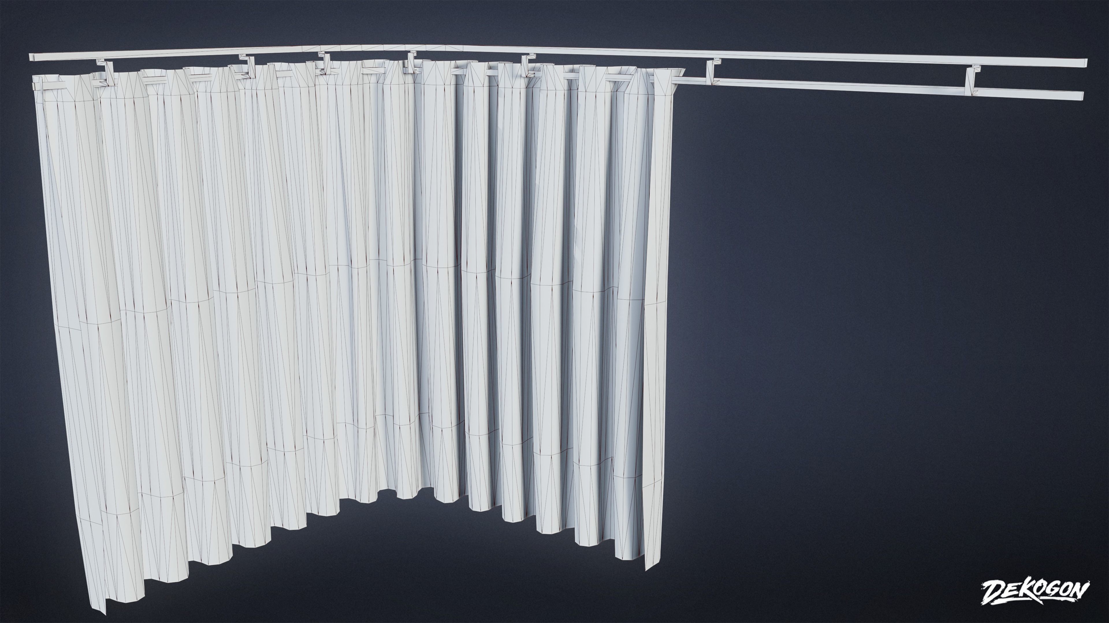 HOSPITAL - Track Curtain 01 - LOW POLY Low-poly 3D model_8