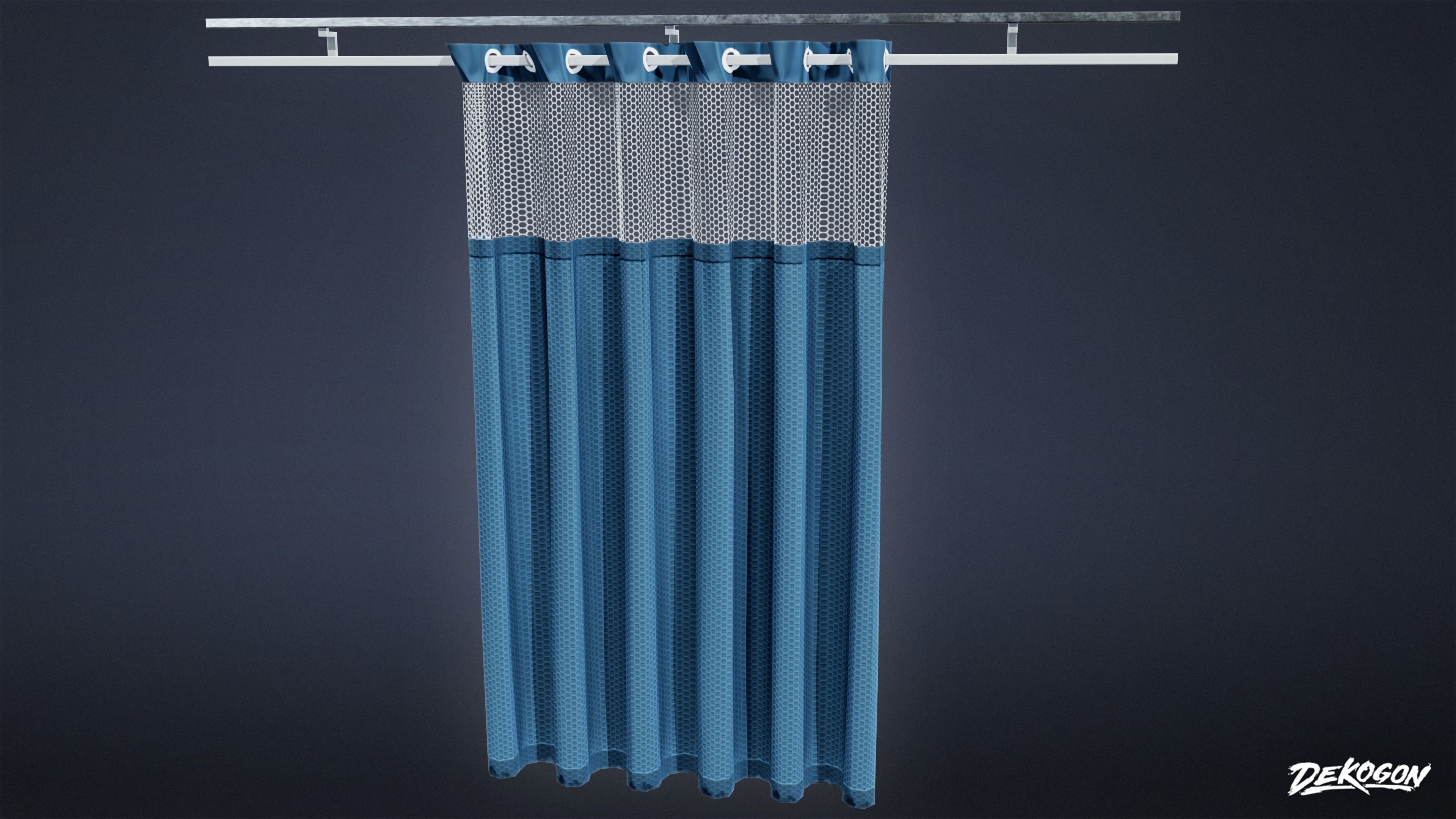 HOSPITAL - Track Curtain 01 - LOW POLY Low-poly 3D model_1