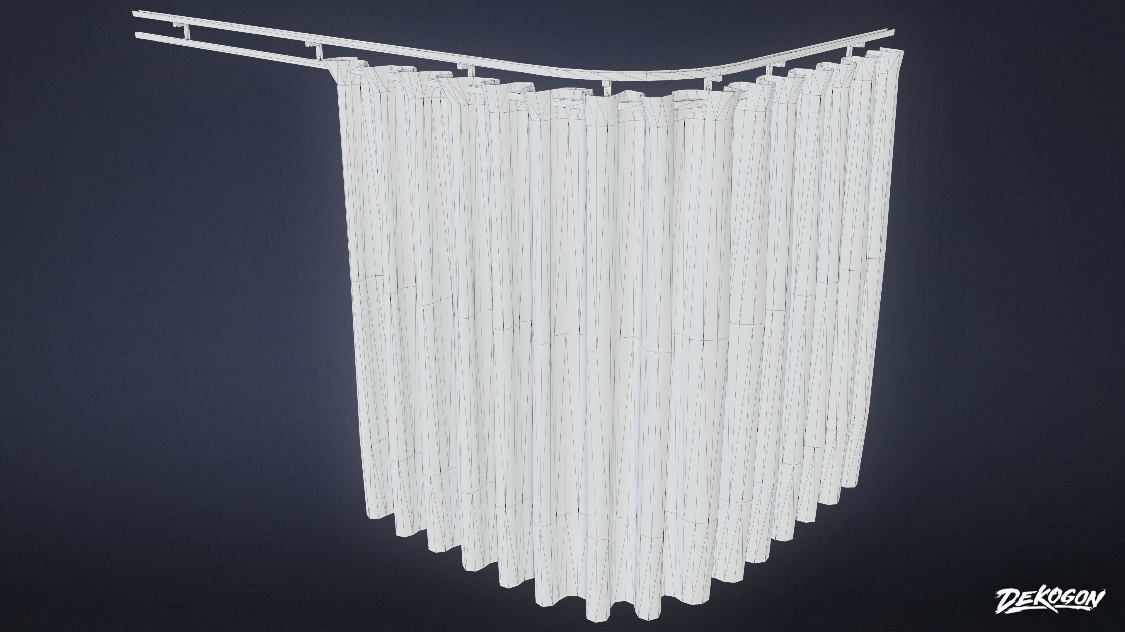 HOSPITAL - Track Curtain 01 - LOW POLY Low-poly 3D model_7