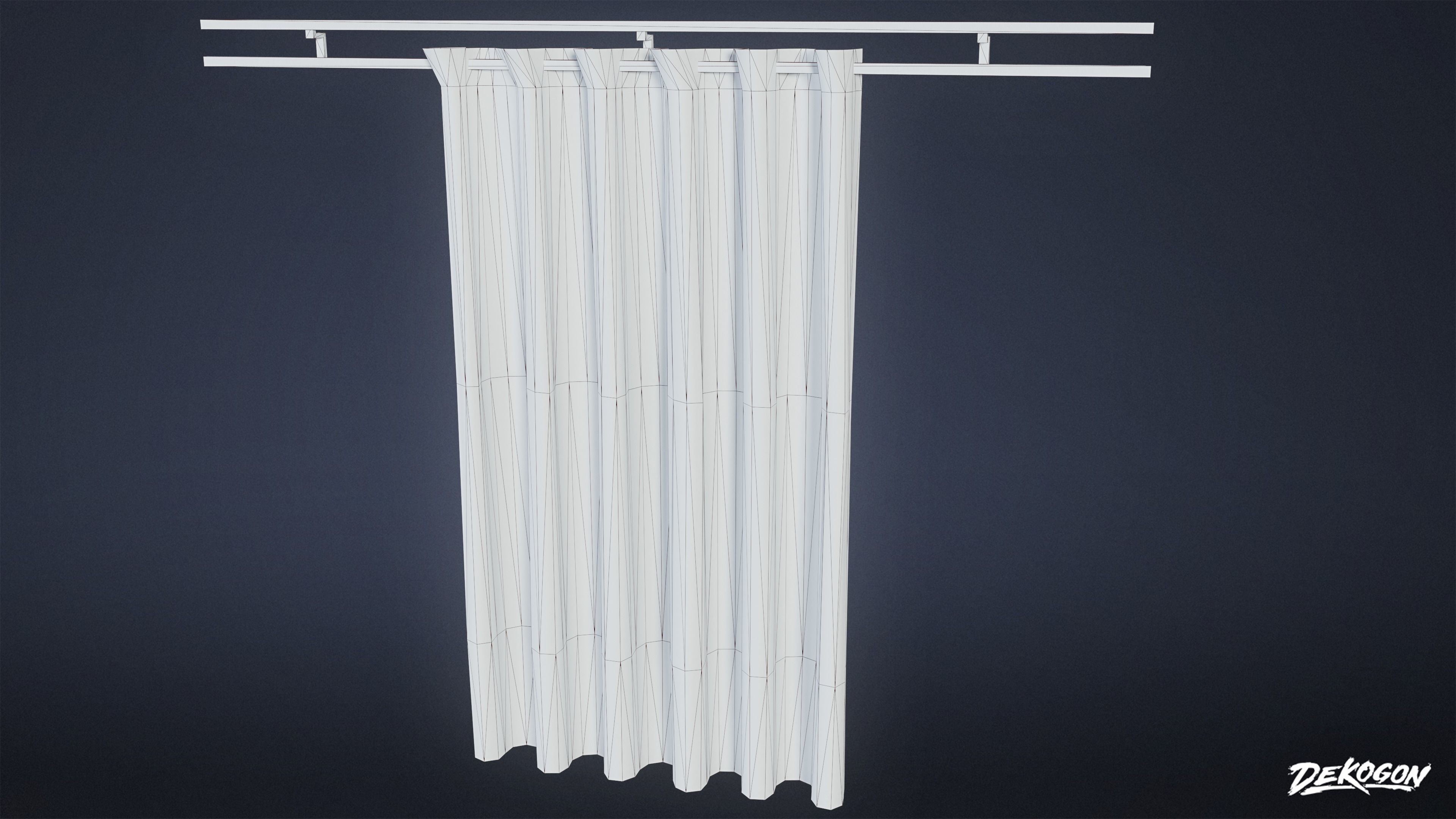 HOSPITAL - Track Curtain 01 - LOW POLY Low-poly 3D model_9