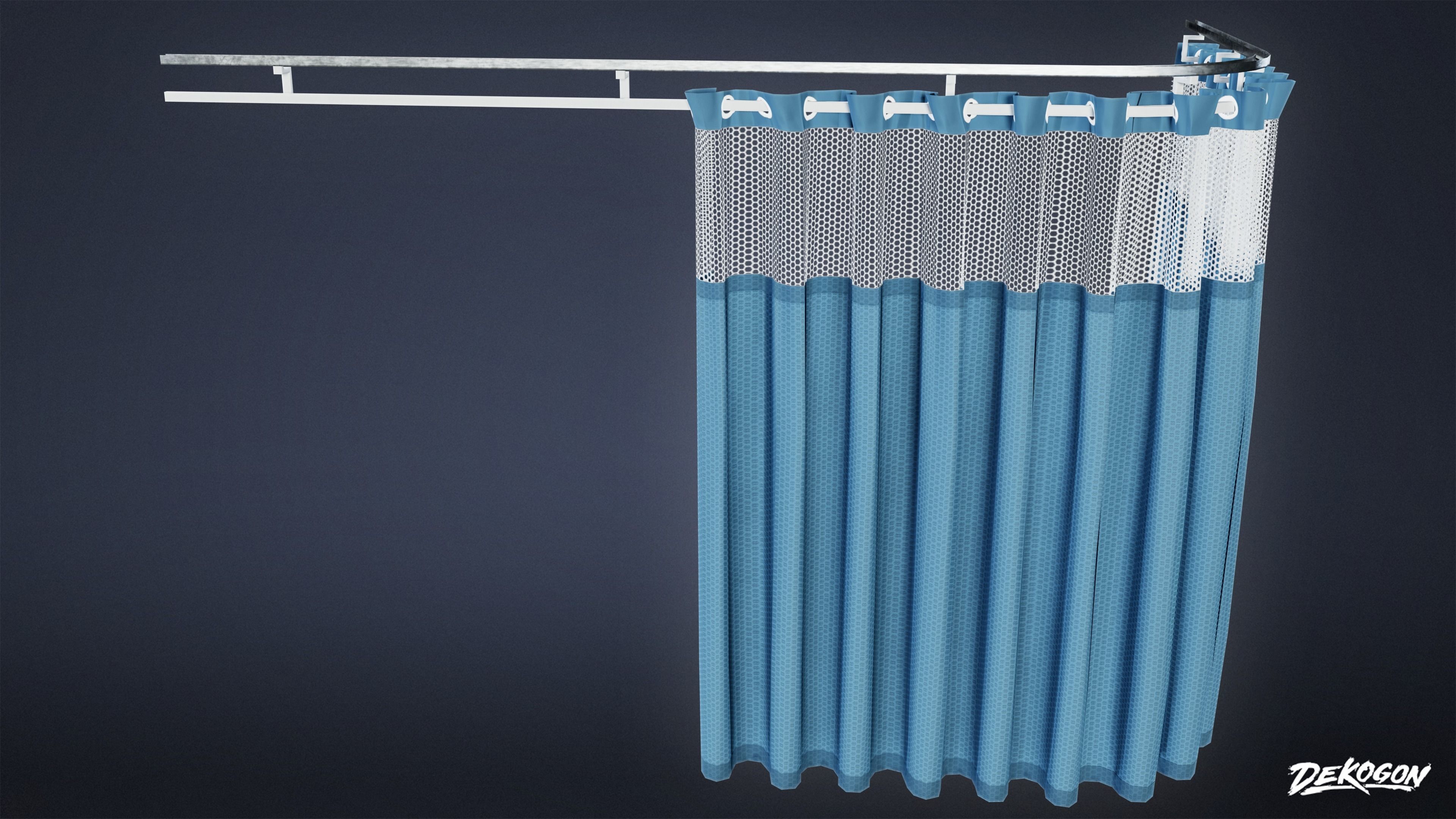 HOSPITAL - Track Curtain 01 - LOW POLY Low-poly 3D model_5