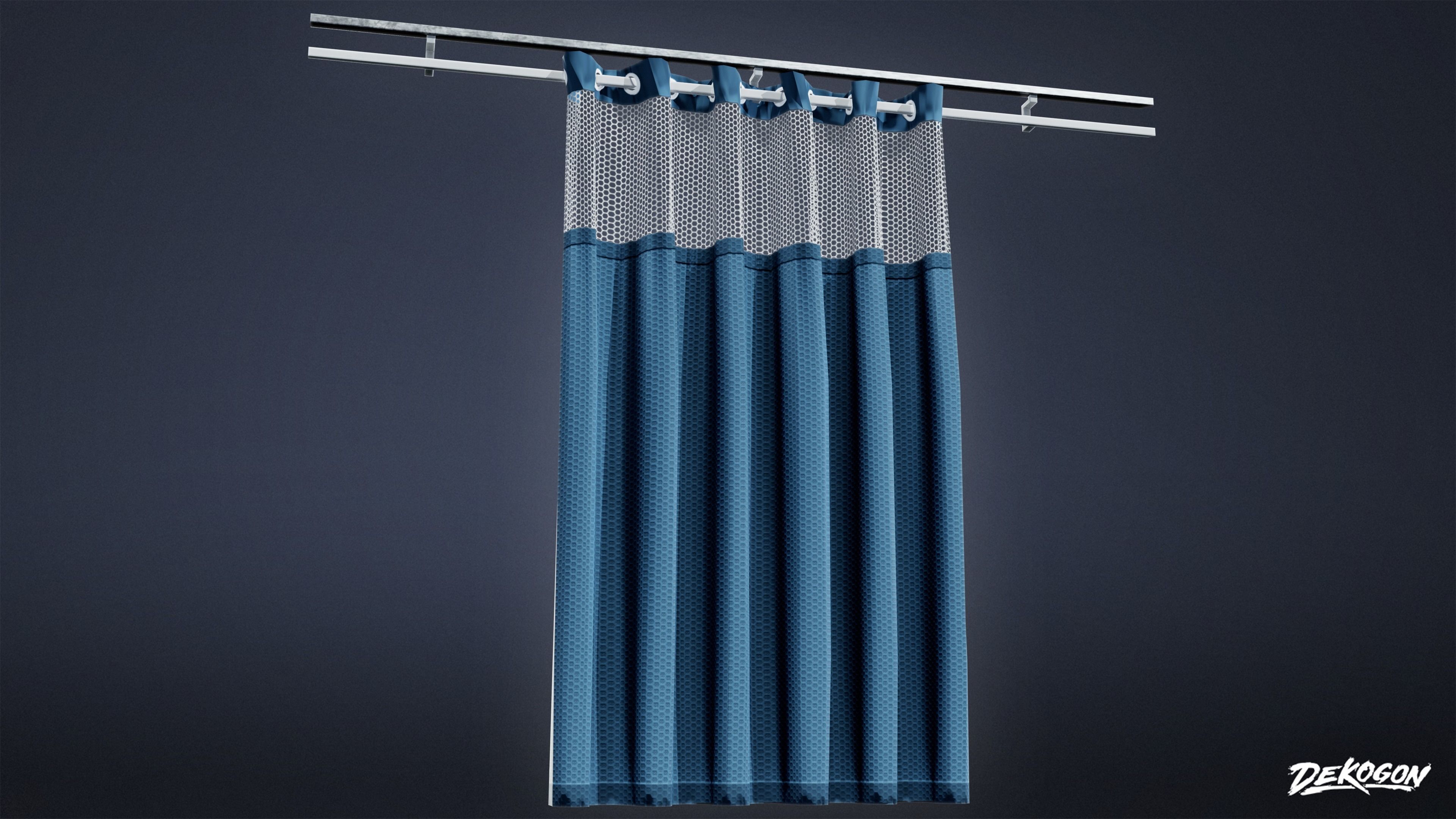 HOSPITAL - Track Curtain 01 - LOW POLY Low-poly 3D model_3