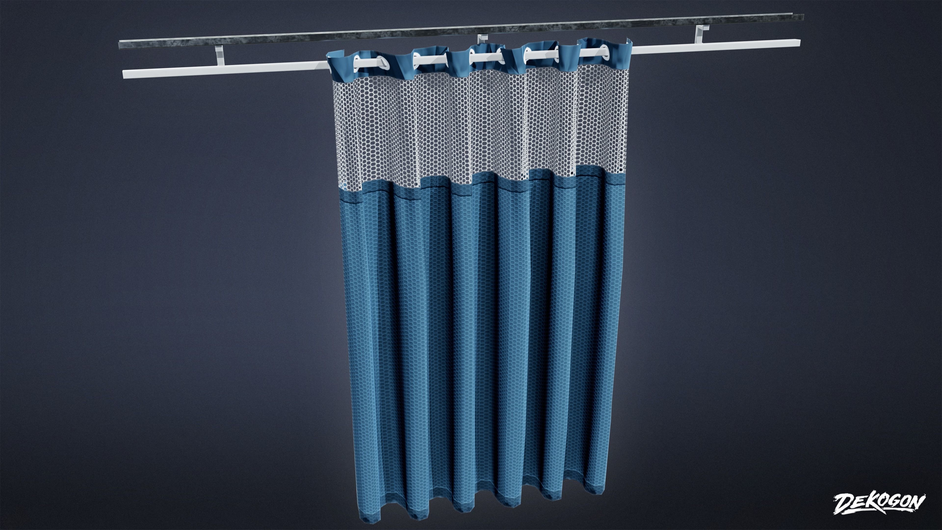 HOSPITAL - Track Curtain 01 - LOW POLY Low-poly 3D model_2