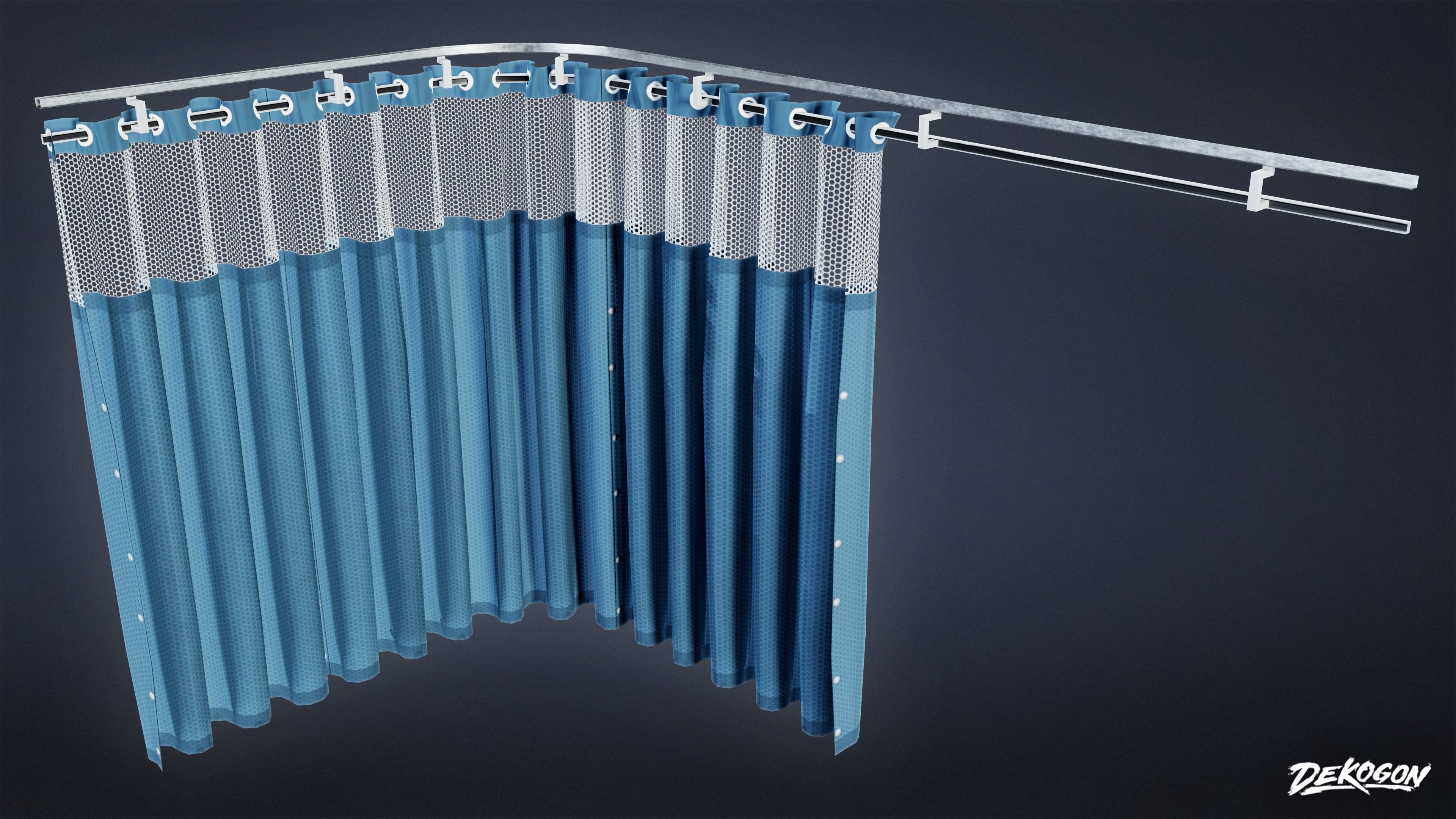 HOSPITAL - Track Curtain 01 - LOW POLY Low-poly 3D model_4