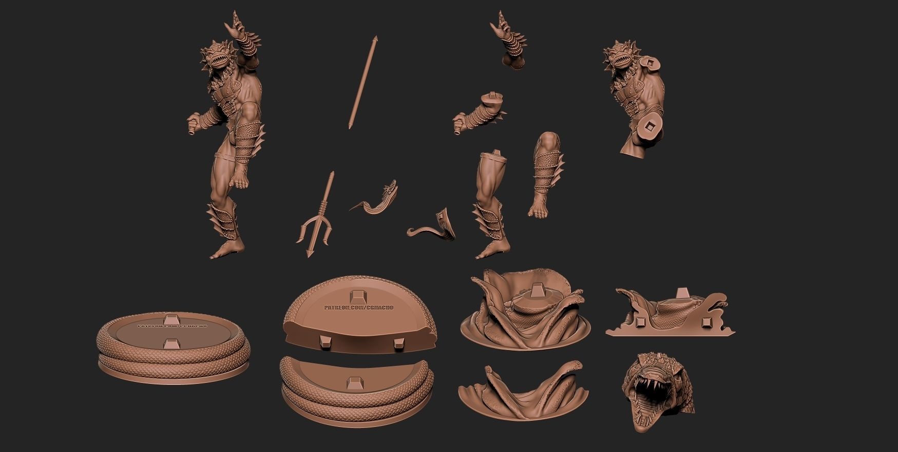 Fan Art - Merman from MOTU - Statue 3D print model_7