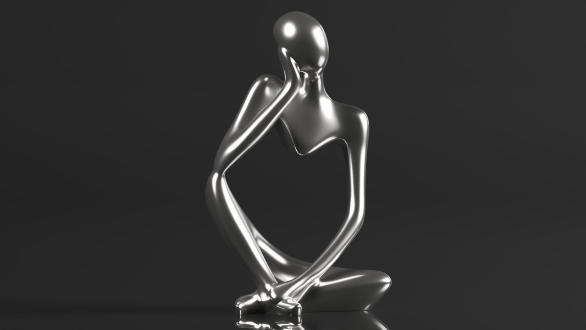 Thinker Statue Resin Abstract Sculpture Thinker Man Statue 3D print model_7