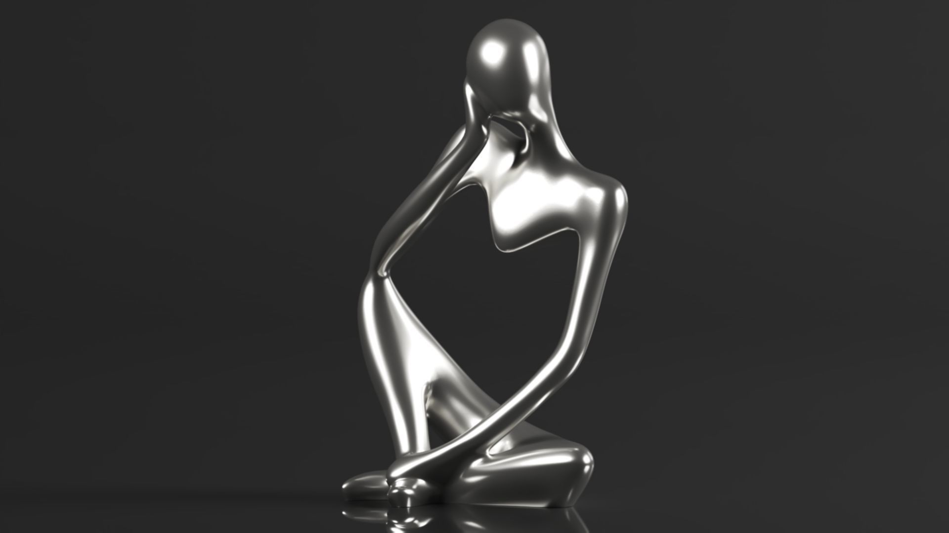 Thinker Statue Resin Abstract Sculpture Thinker Man Statue 3D print model_6