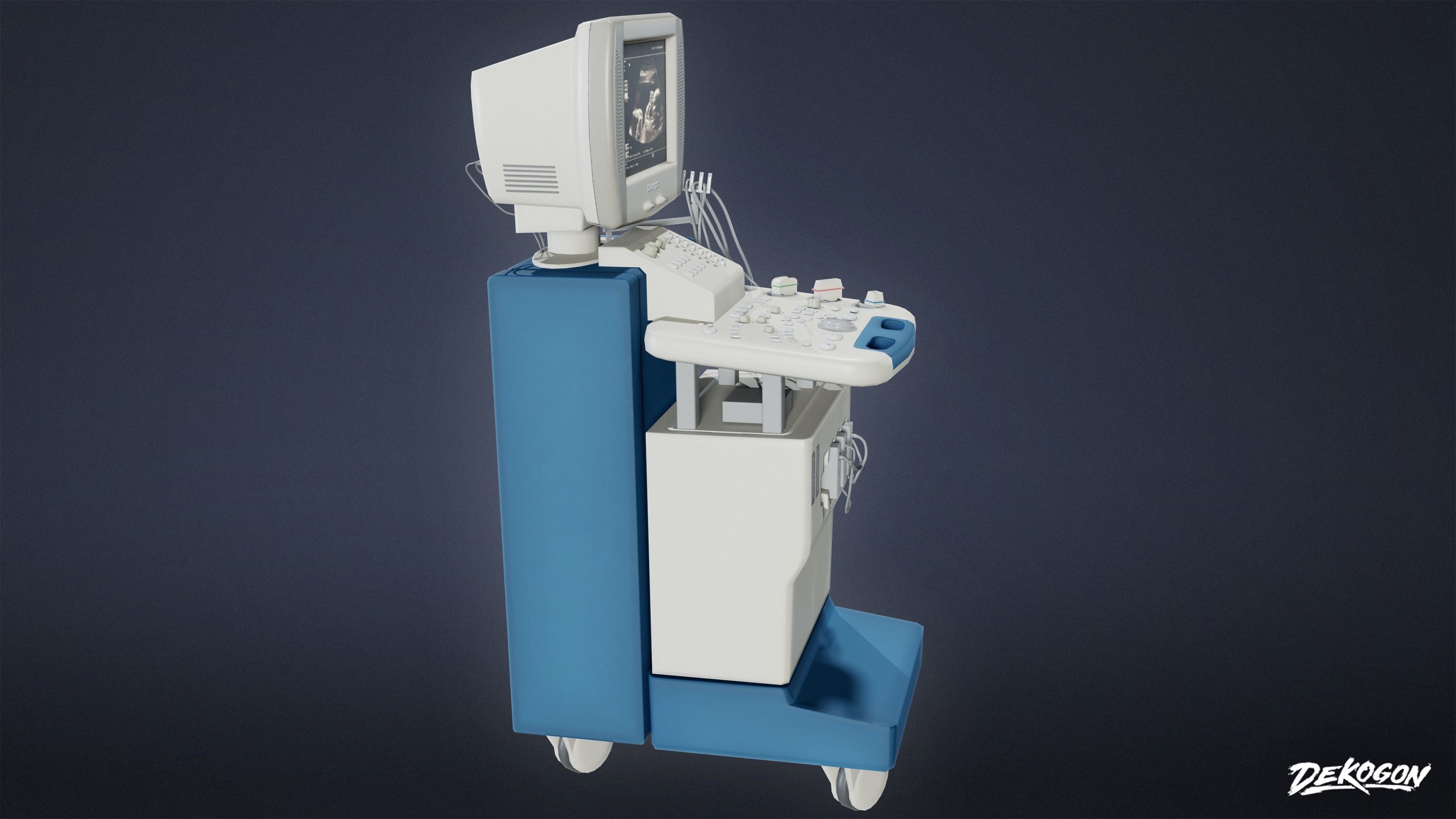 HOSPITAL - Ultrasound Machine 01 - LOW POLY Low-poly 3D model_2