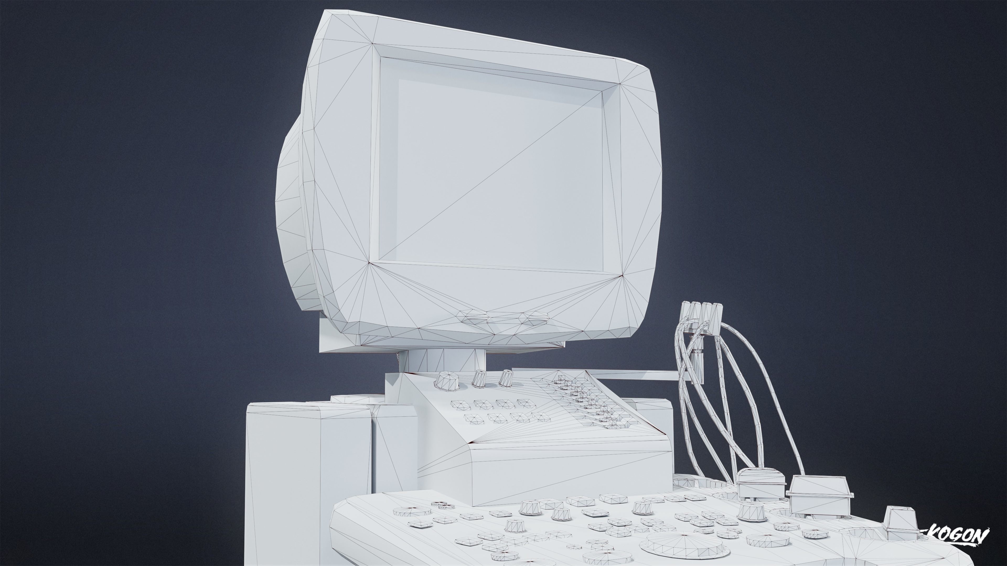 HOSPITAL - Ultrasound Machine 01 - LOW POLY Low-poly 3D model_7