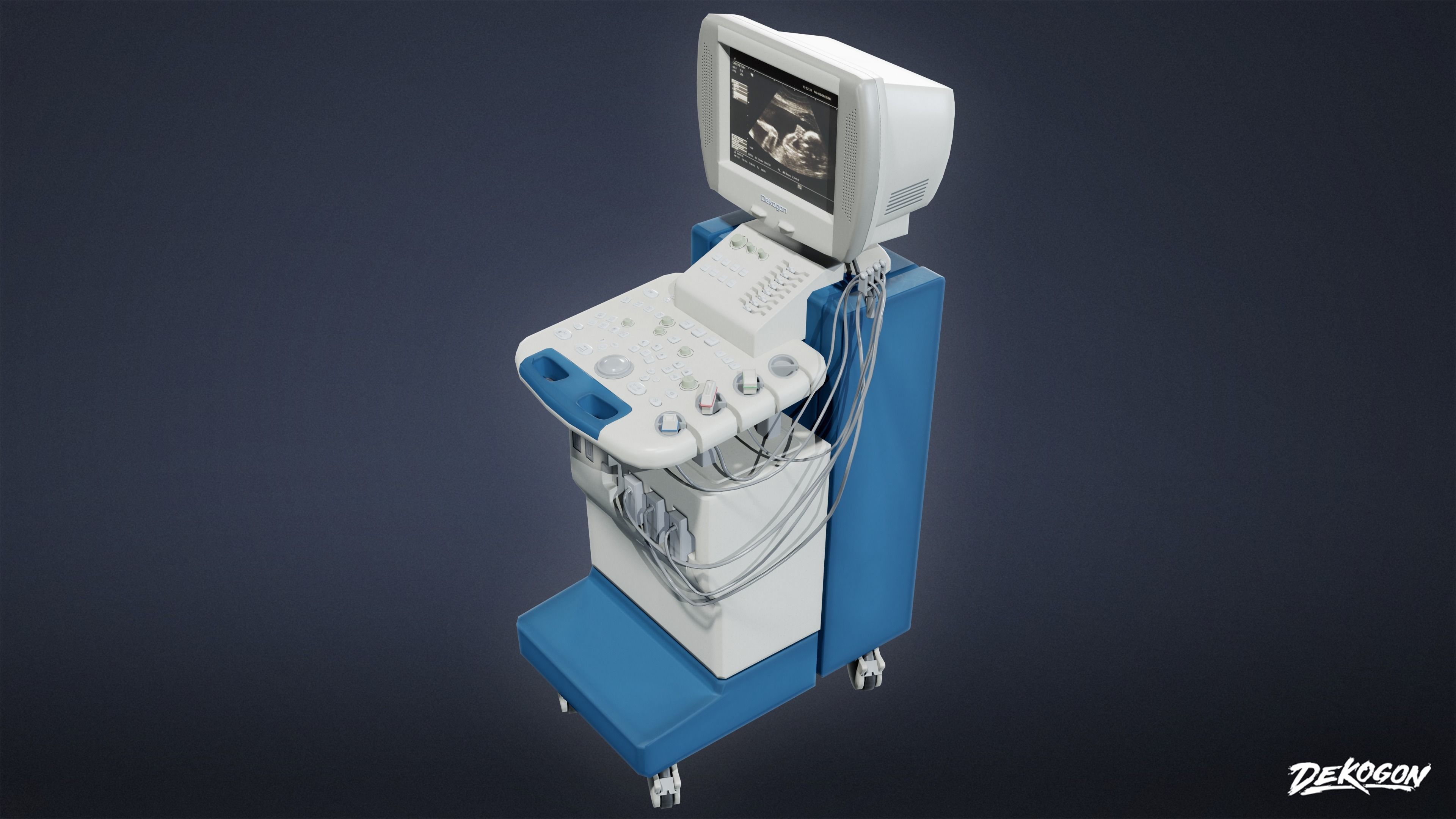 HOSPITAL - Ultrasound Machine 01 - LOW POLY Low-poly 3D model_4
