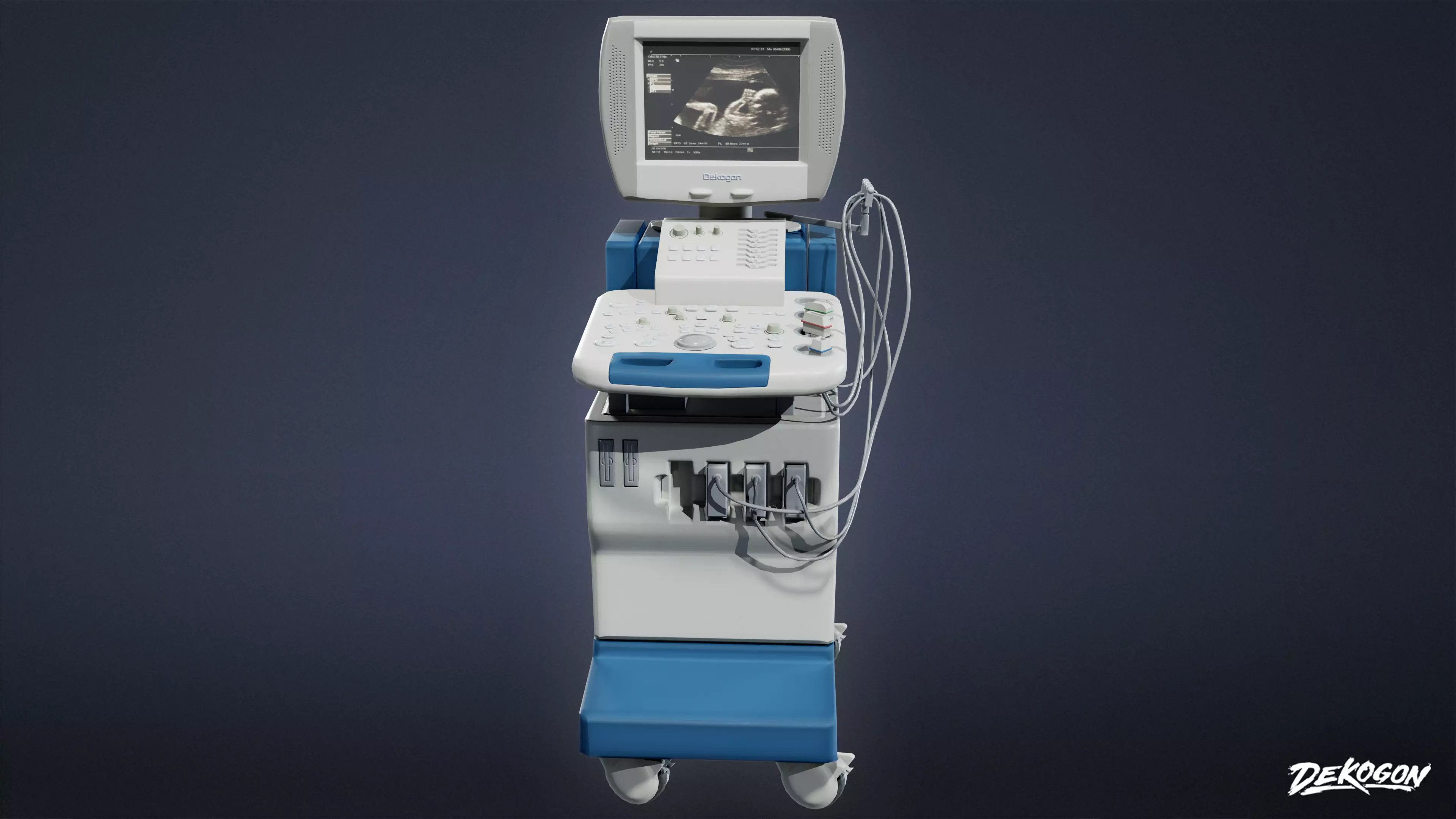 HOSPITAL - Ultrasound Machine 01 - LOW POLY Low-poly 3D model_0