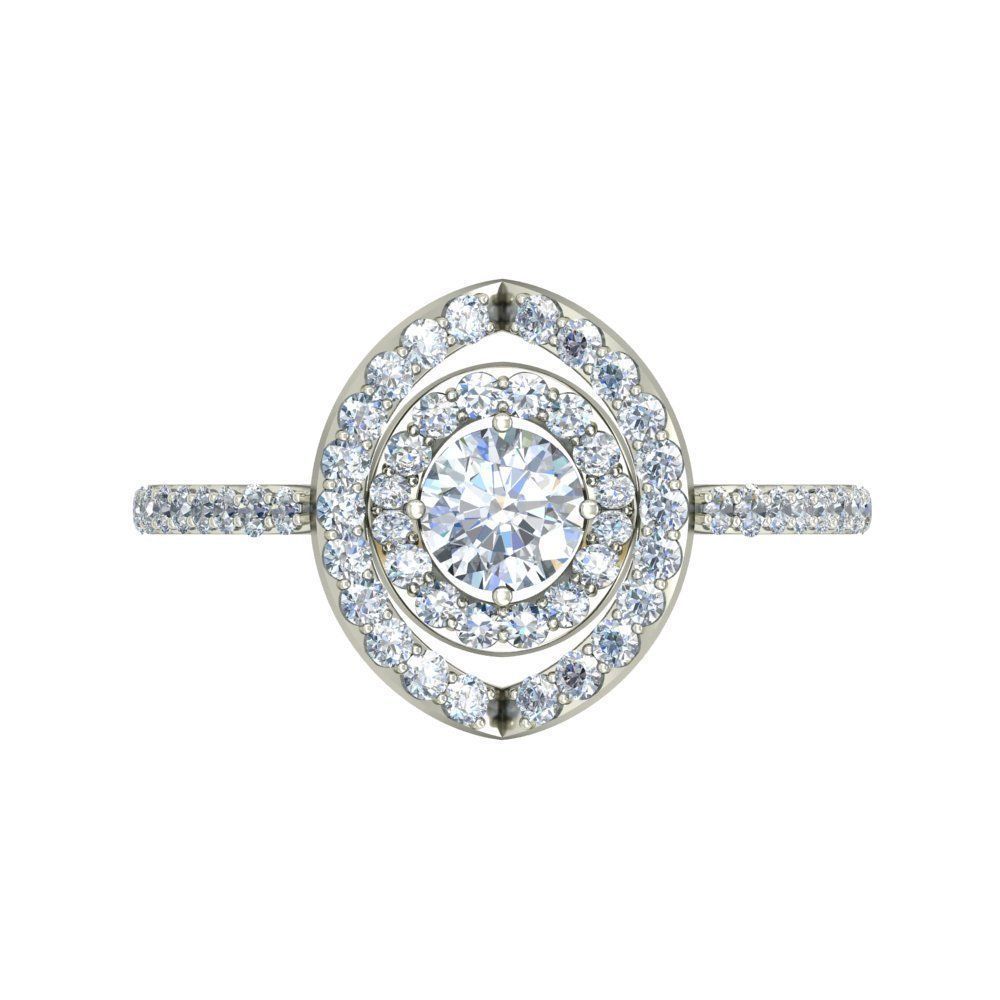 Elegant Diamond Engagement Ring in White Gold 3D print model_3