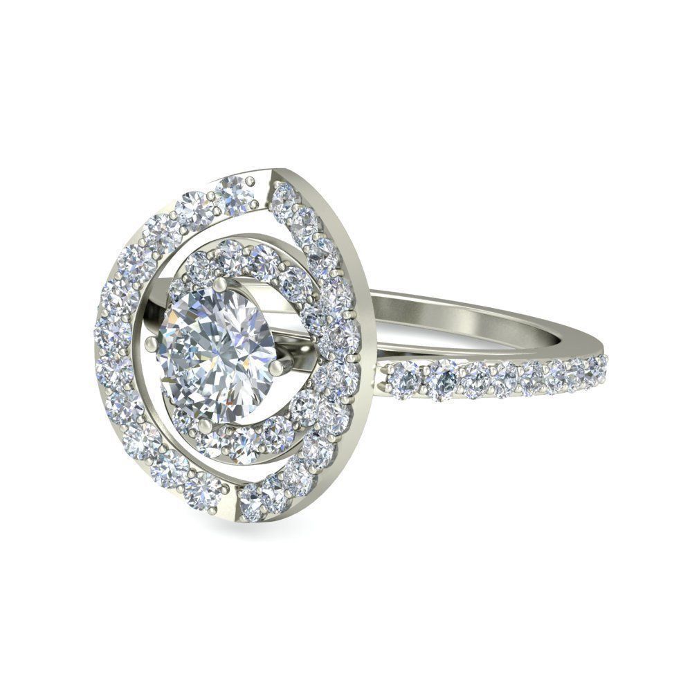 Elegant Diamond Engagement Ring in White Gold 3D print model_4