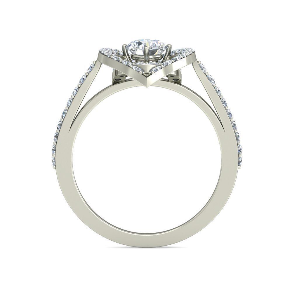 Elegant Diamond Engagement Ring in White Gold 3D print model_1
