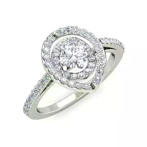 Elegant Diamond Engagement Ring in White Gold 3D print model