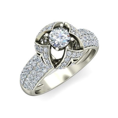 Graceful Floral Design Engagement Ring 3D print model