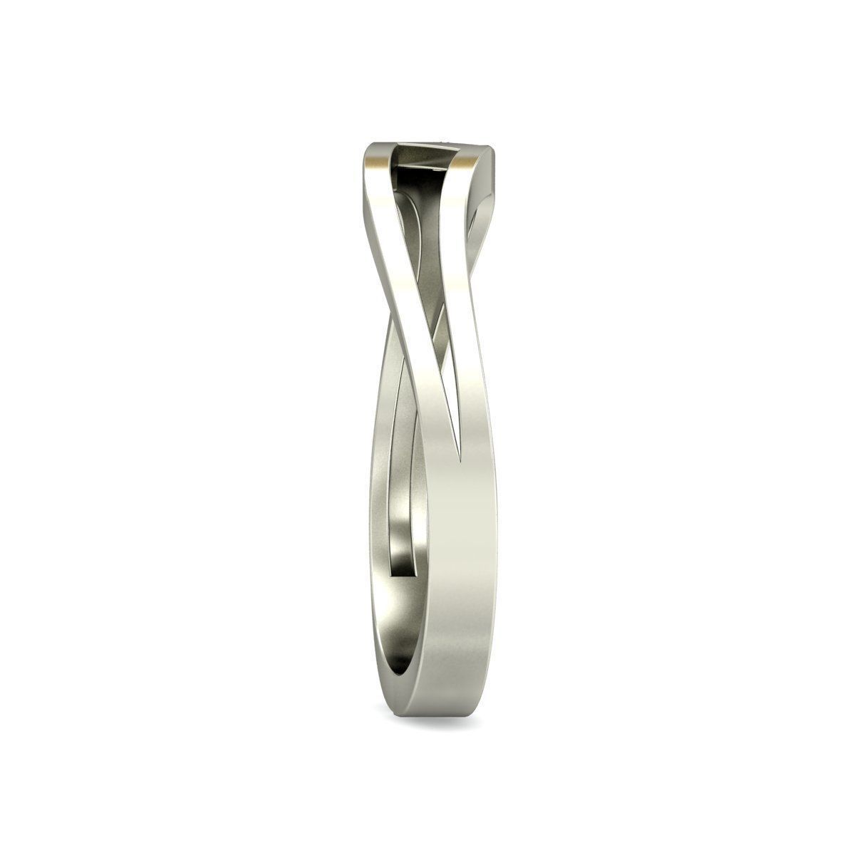 Elegant Geometric Silver Ring with Solitaire Diamond 3D print model_2