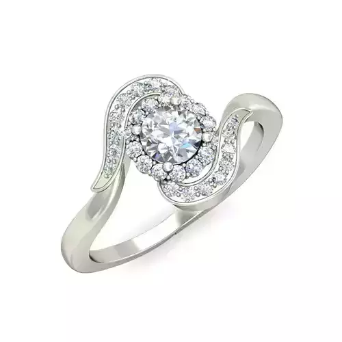 Elegant Round Diamond Spiral Halo Engagement Ring