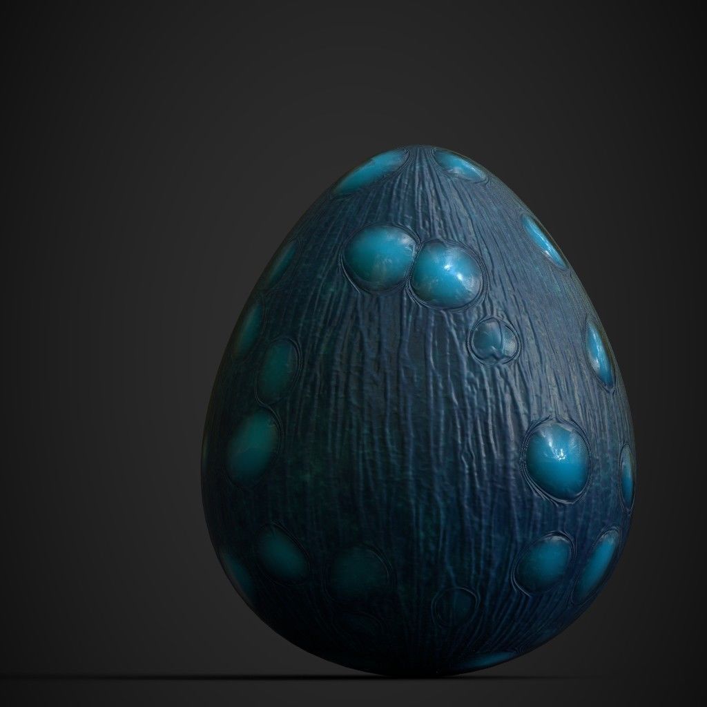 Blue Dragon Egg Low-poly 3D model_1