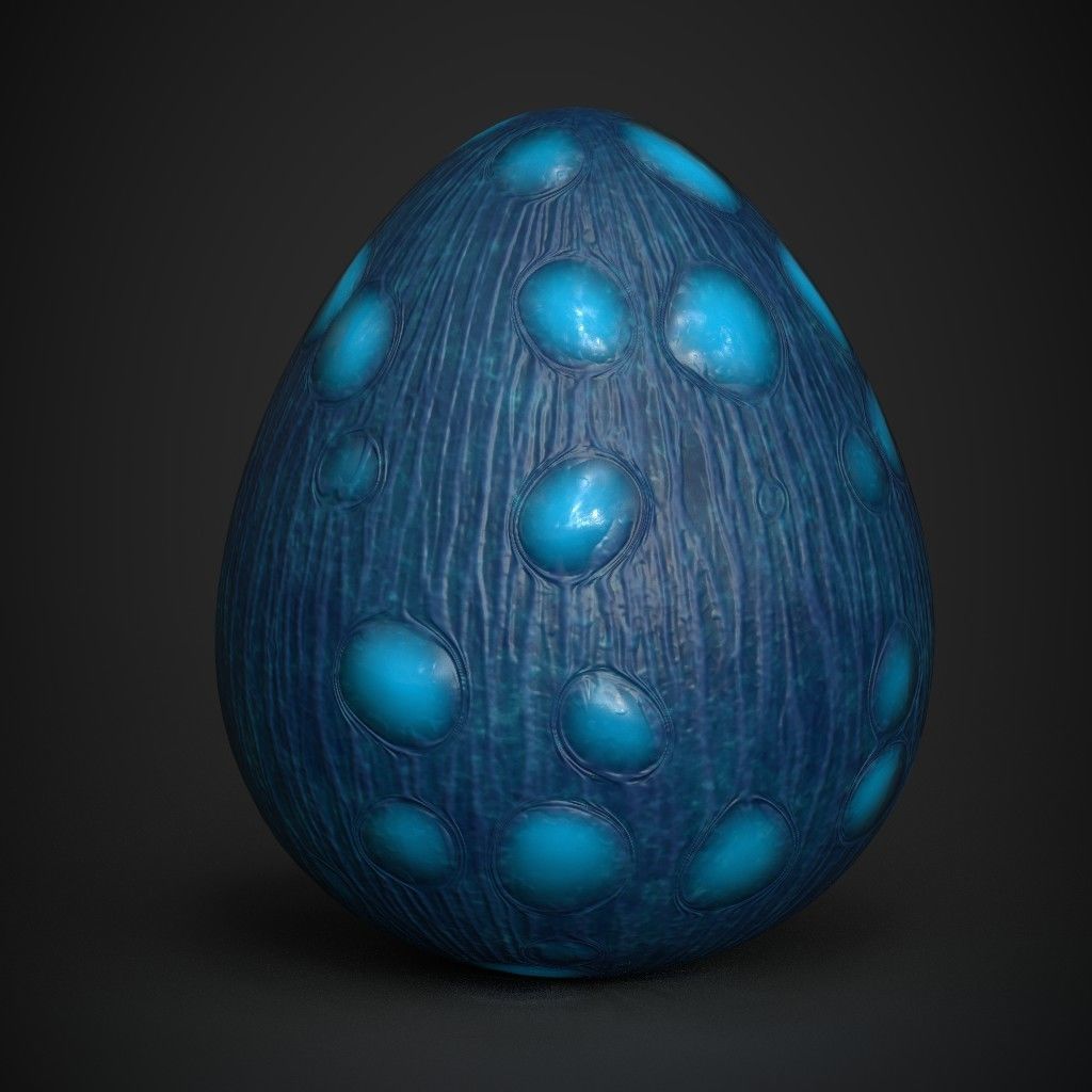 Blue Dragon Egg Low-poly 3D model_2