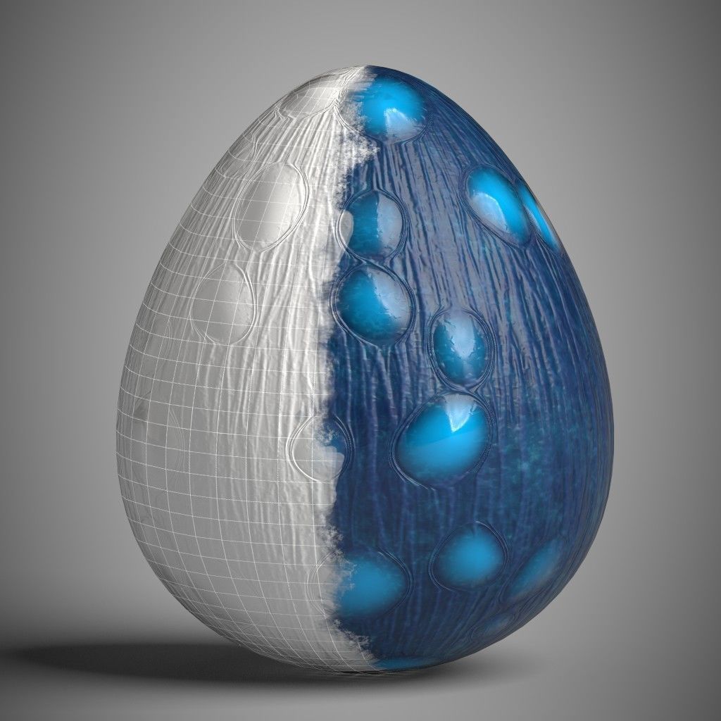 Blue Dragon Egg Low-poly 3D model_3