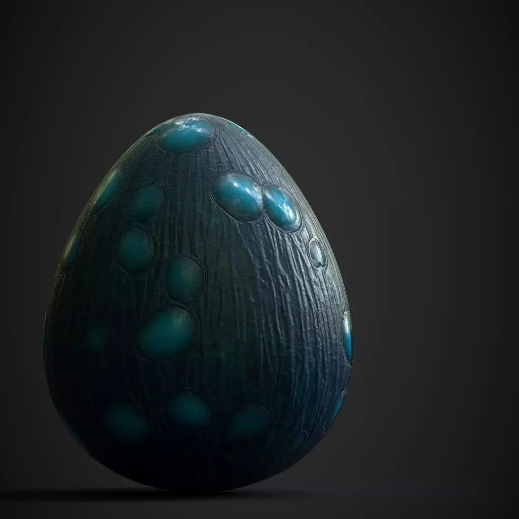 Blue Dragon Egg Low-poly 3D model_0