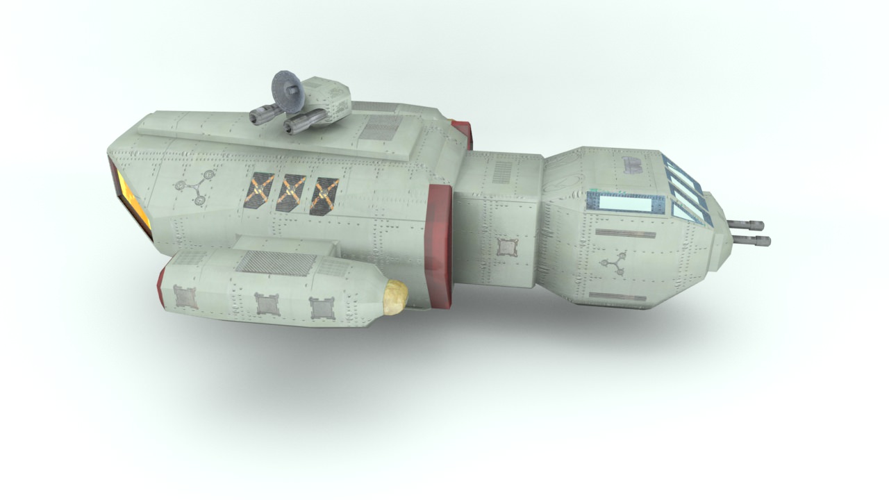 Deep space freighter Low-poly 3D model_1