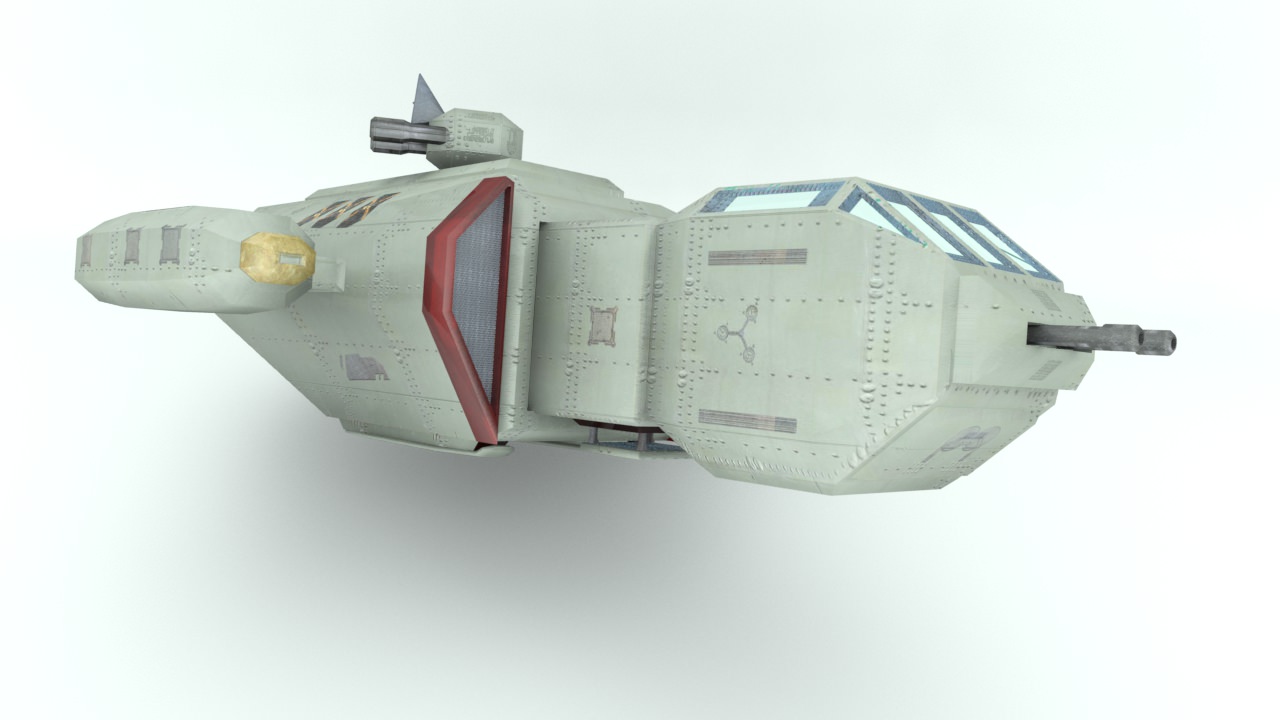 Deep space freighter Low-poly 3D model_2
