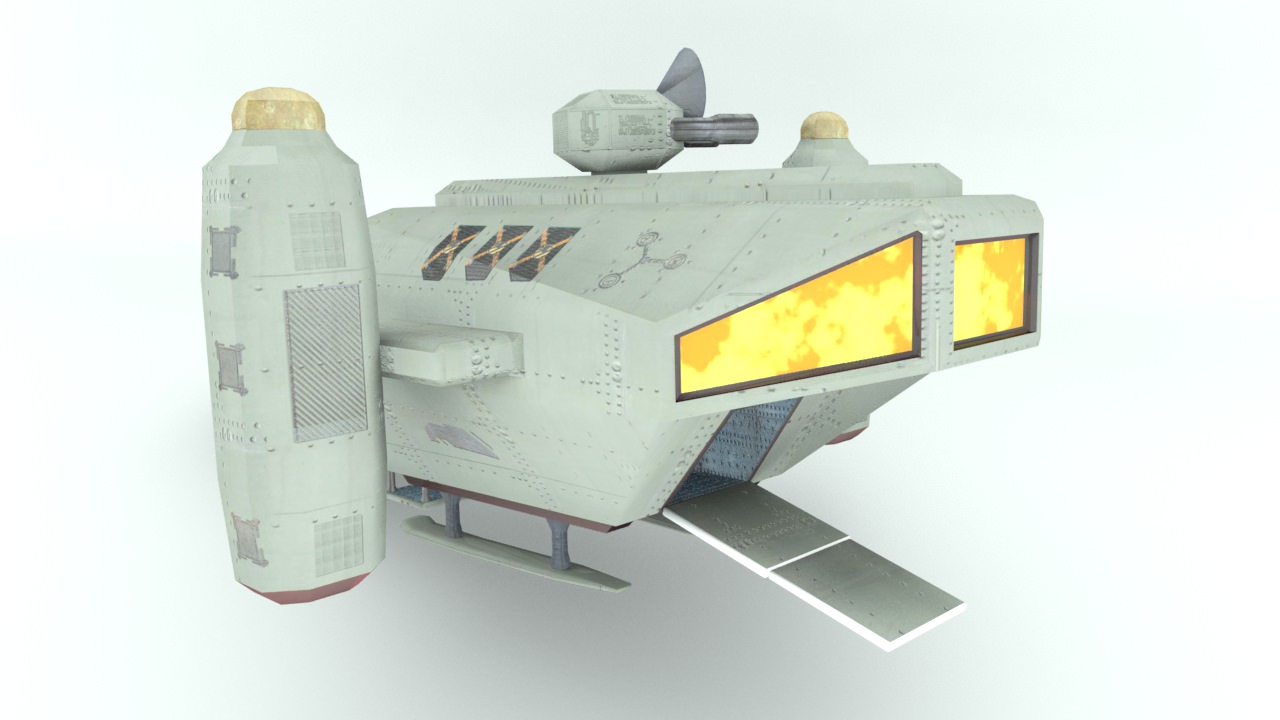 Deep space freighter Low-poly 3D model_6