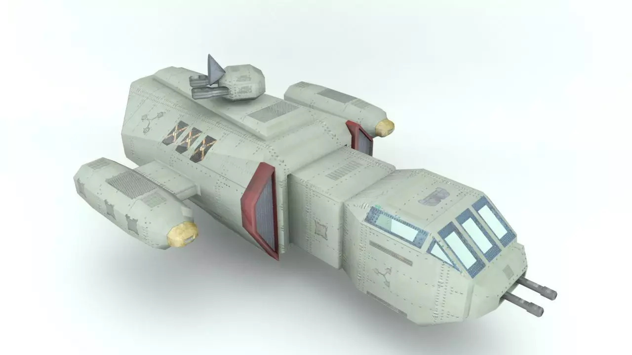 Deep space freighter Low-poly 3D model_0